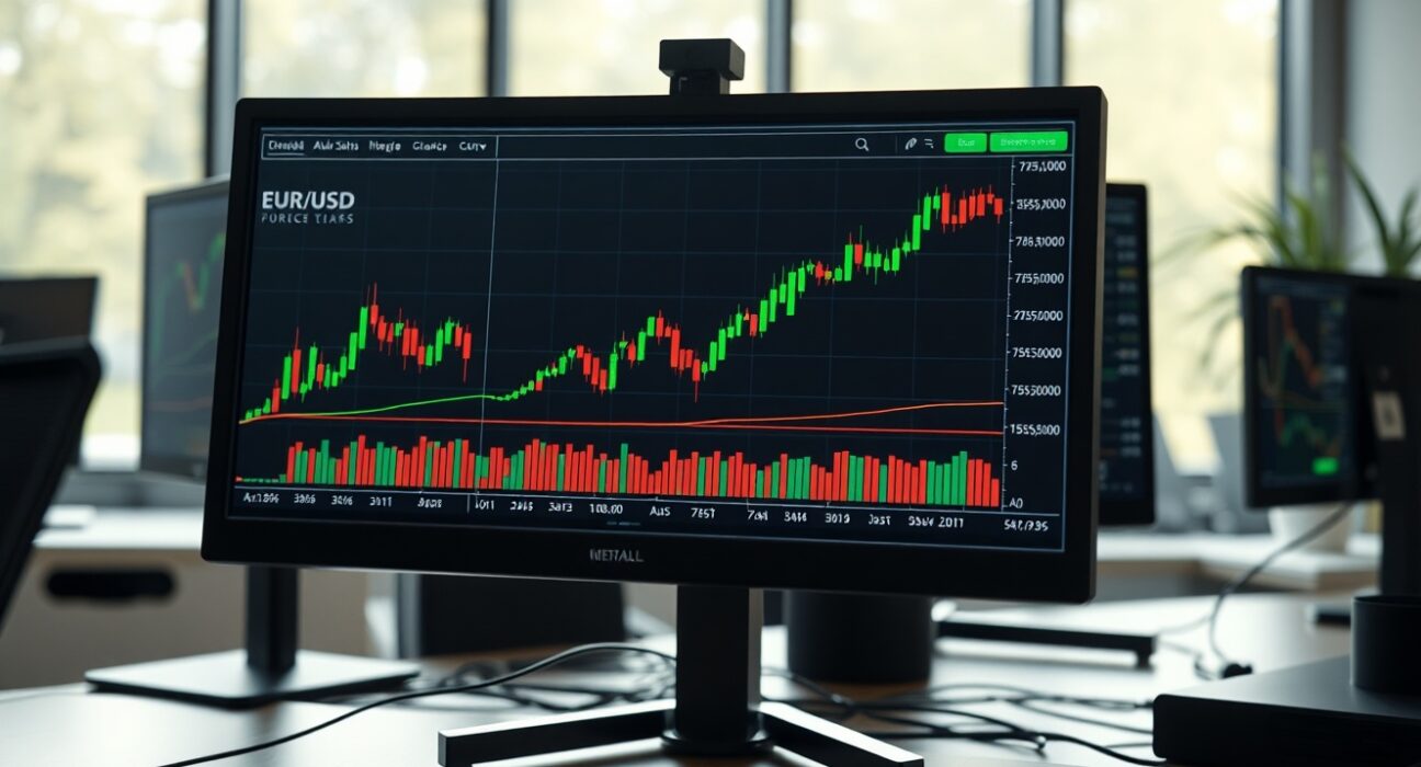 EUR/USD uptrend on trading screen as dollar weakens before NFP data