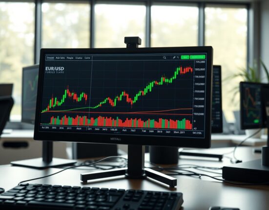 EUR/USD uptrend on trading screen as dollar weakens before NFP data