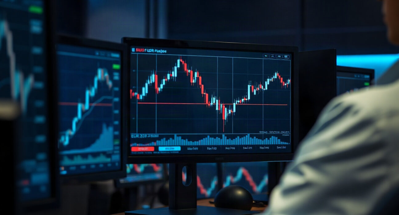 Euro and US dollar charts on a trading screen before the FOMC meeting