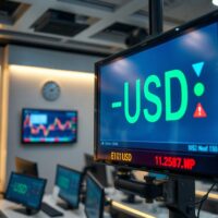 EUR/USD exchange rate displayed on a financial trading screen with market indicators.