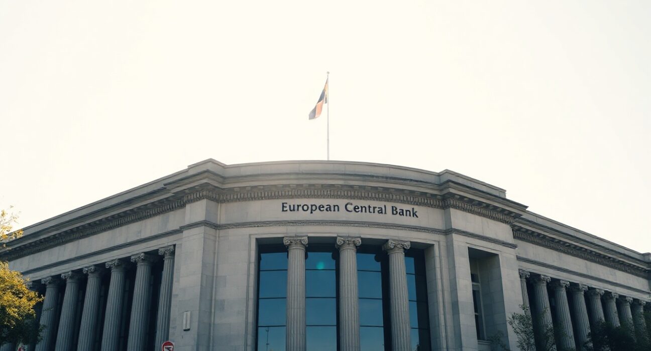 European Central Bank headquarters in Frankfurt on a sunny day, representing Eurozone monetary policy.