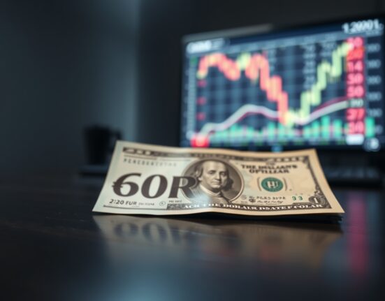 Close-up of a Euro banknote partially overlapping a US Dollar bill on a desk, representing currency market dynamics.