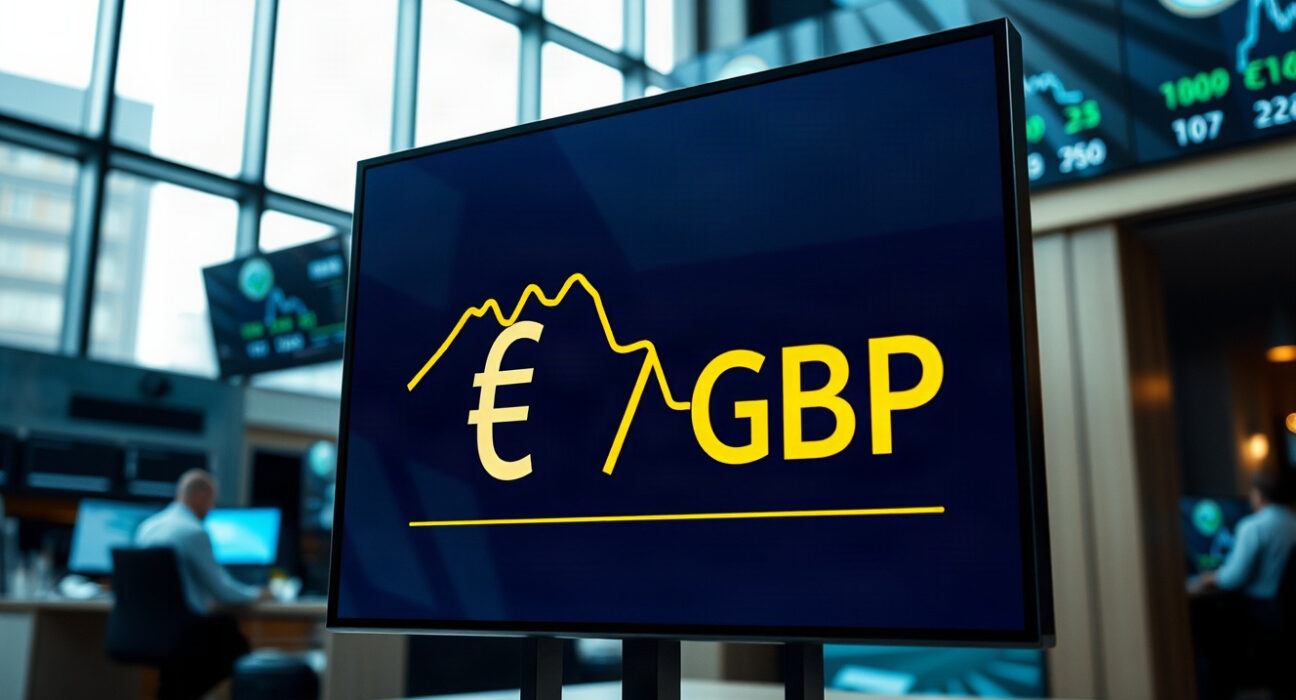 Euro and British Pound exchange rate chart showing euro weakness against pound despite German GDP growth