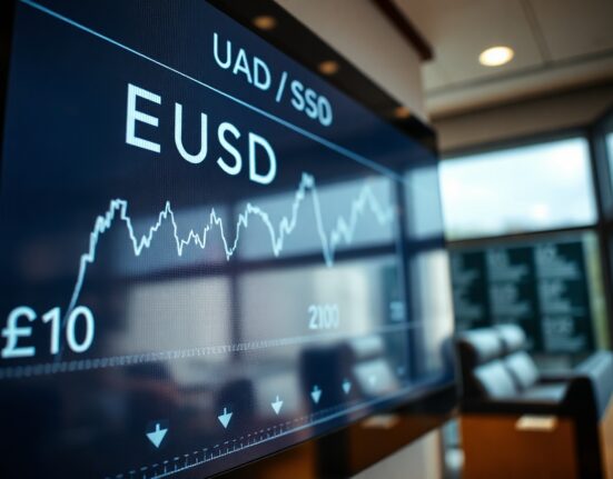Euro and US dollar exchange rate chart showing euro strength against the dollar