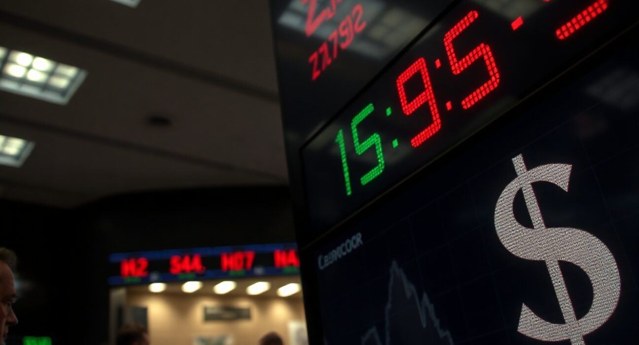 Euro and US dollar symbols on a trading screen as tensions rise in the Middle East