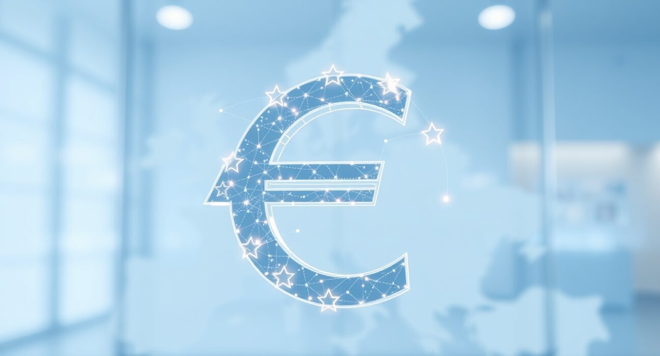 Euro stablecoin dominance in cryptocurrency markets with digital euro symbol integration