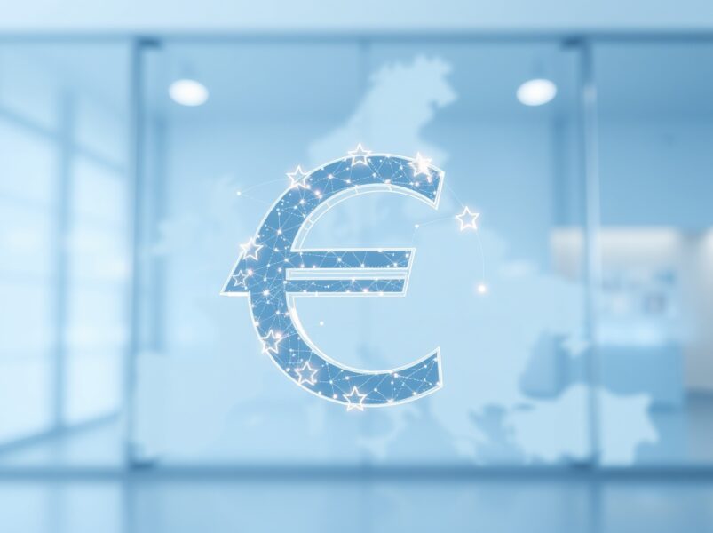 Euro stablecoin dominance in cryptocurrency markets with digital euro symbol integration