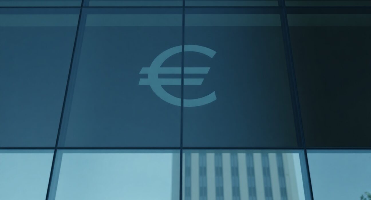 Euro symbol in front of European Central Bank building, representing currency strength