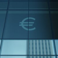 Euro symbol in front of European Central Bank building, representing currency strength