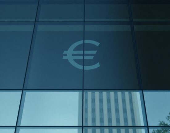 Euro symbol in front of European Central Bank building, representing currency strength