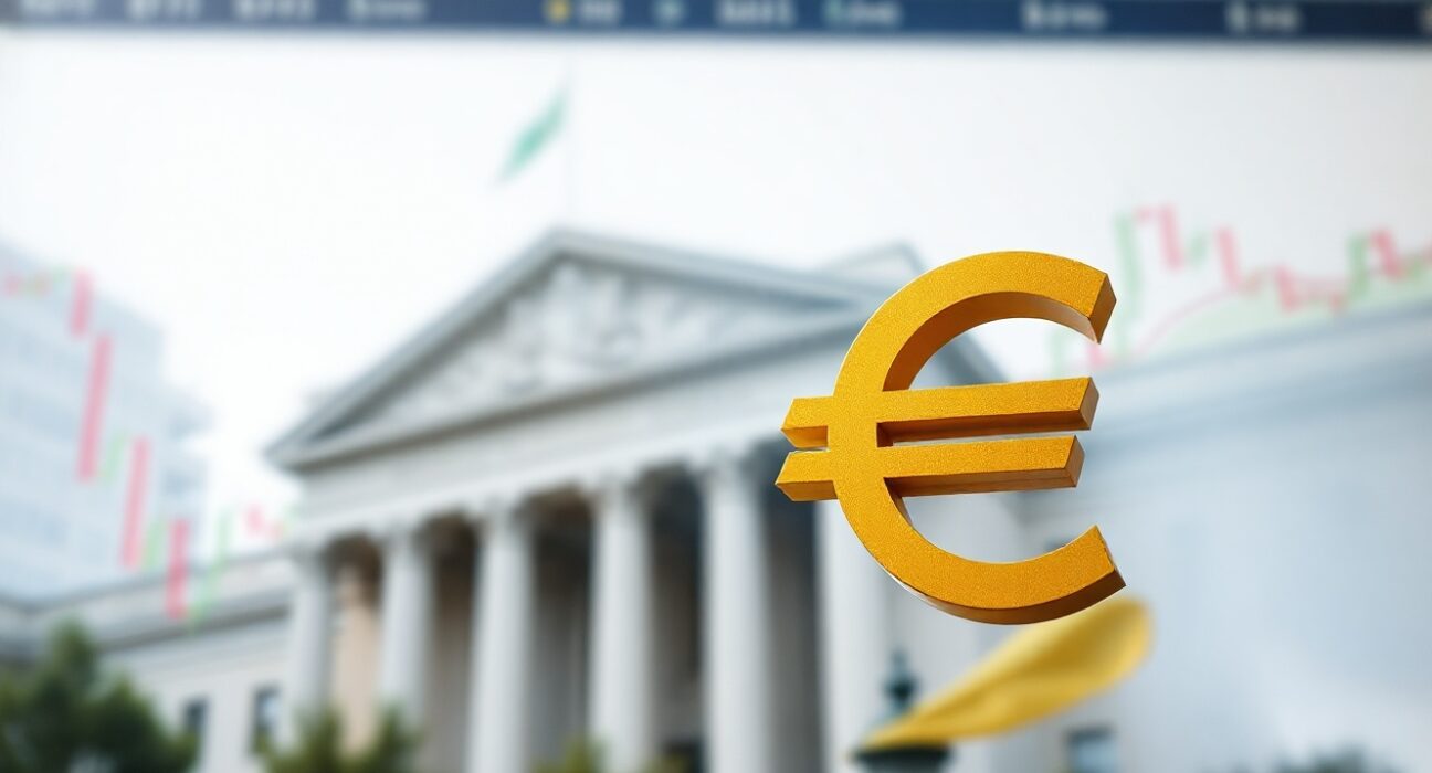 Euro symbol with financial charts in background representing currency market reaction to inflation data