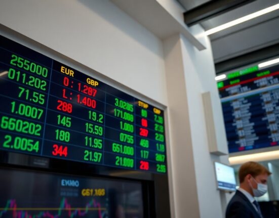 Digital trading screen showing EUR/GBP exchange rate with market data