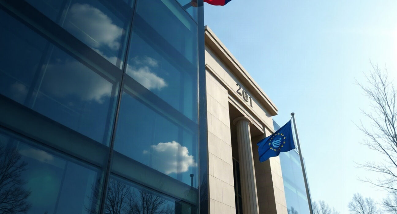 European Central Bank building in Frankfurt, symbolizing eurozone monetary policy.