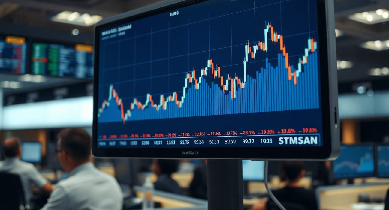 A close-up of a financial chart showing the Euro to US Dollar exchange rate on a trading screen.