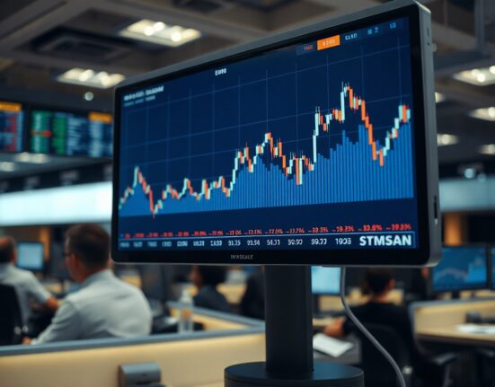 A close-up of a financial chart showing the Euro to US Dollar exchange rate on a trading screen.