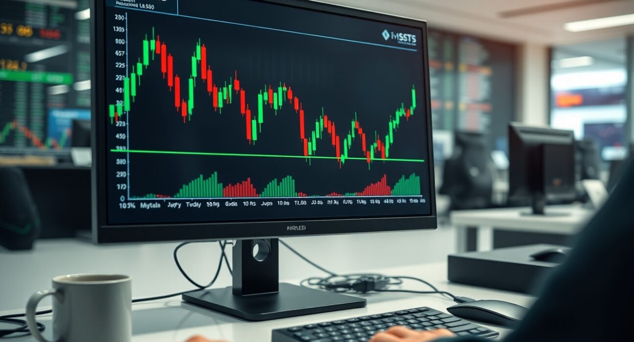 EUR/USD chart on a trading screen with a professional analyst workspace.