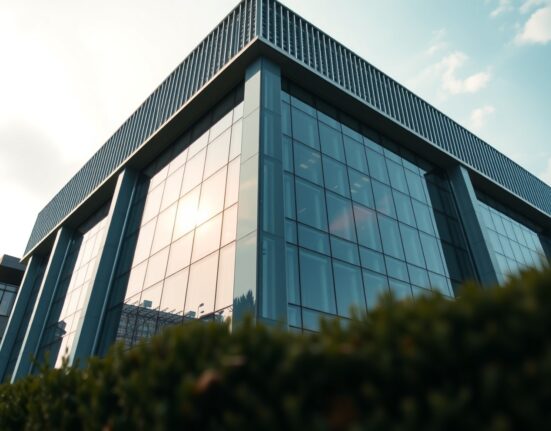 European Central Bank headquarters in Frankfurt on a clear morning