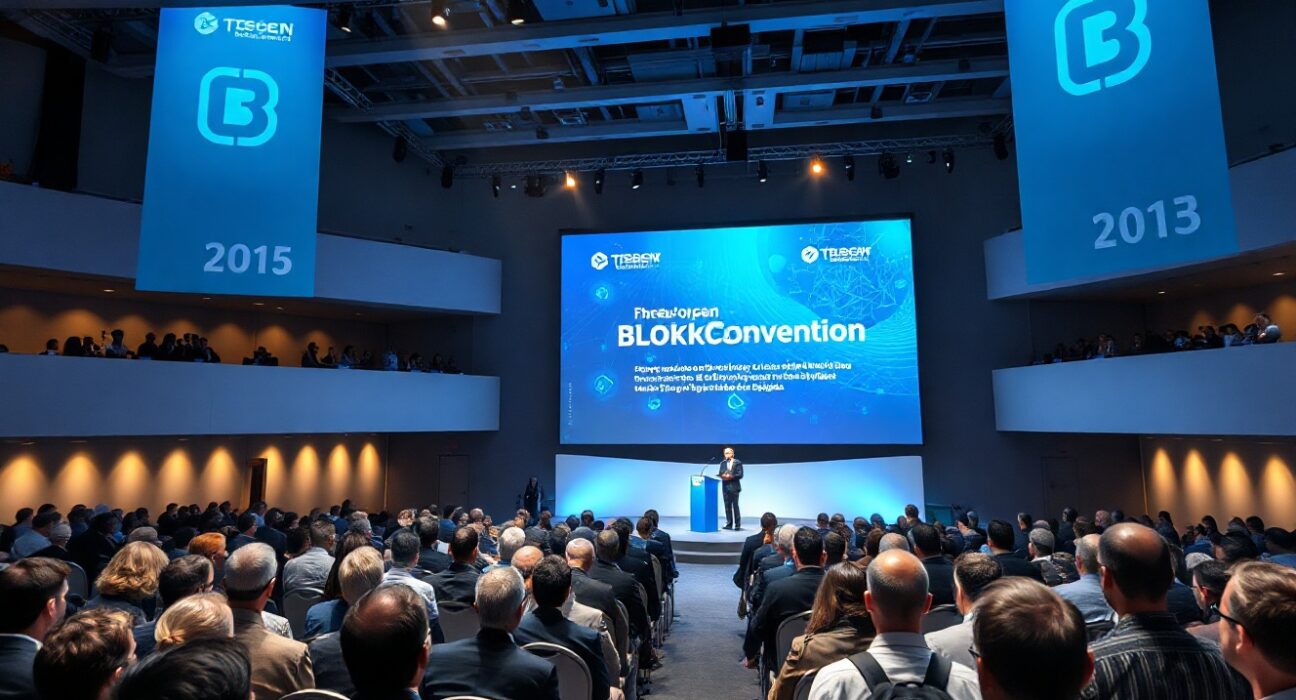 Attendees at the European Blockchain Convention in Barcelona, Spain