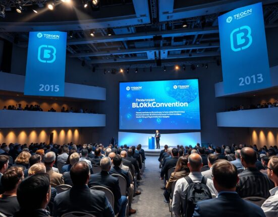 Attendees at the European Blockchain Convention in Barcelona, Spain