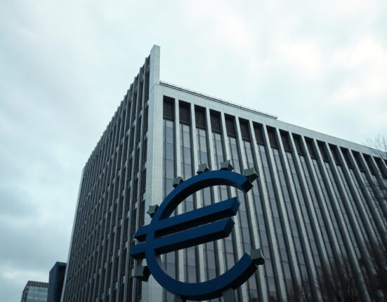 European Central Bank headquarters in Frankfurt under cloudy skies
