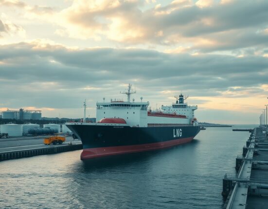 LNG carrier at a European import terminal, symbolizing natural gas supply dynamics.