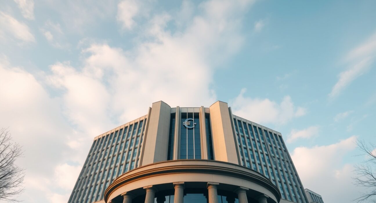 European Central Bank headquarters in Frankfurt on a clear morning