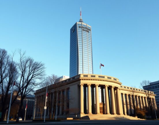 European Central Bank headquarters in Frankfurt, symbolizing Eurozone financial data and euro positioning.