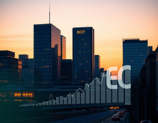 Eurozone economic analysis with energy price charts over Frankfurt financial district showing ECB headquarters