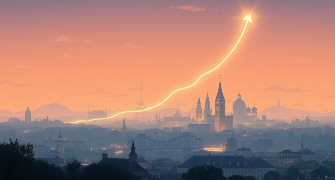 Eurozone GDP growth visualization showing steady economic expansion in Q4 2025