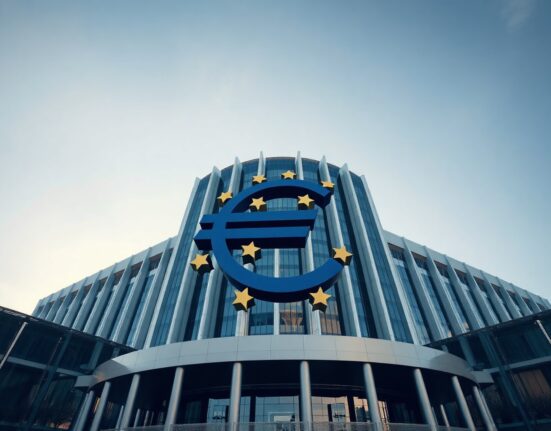 European Central Bank headquarters in Frankfurt, symbolizing Eurozone economic data.