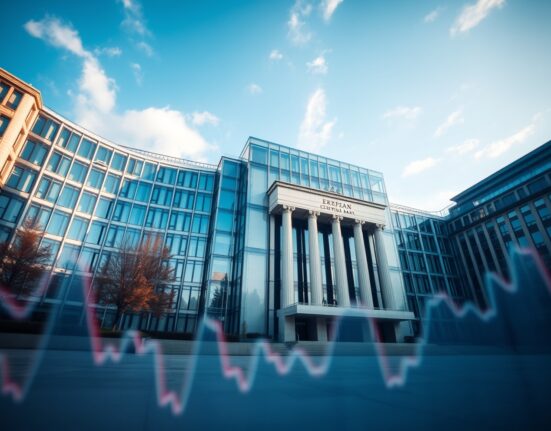 European Central Bank headquarters in Frankfurt on a sunny day, representing Eurozone monetary policy and inflation data.