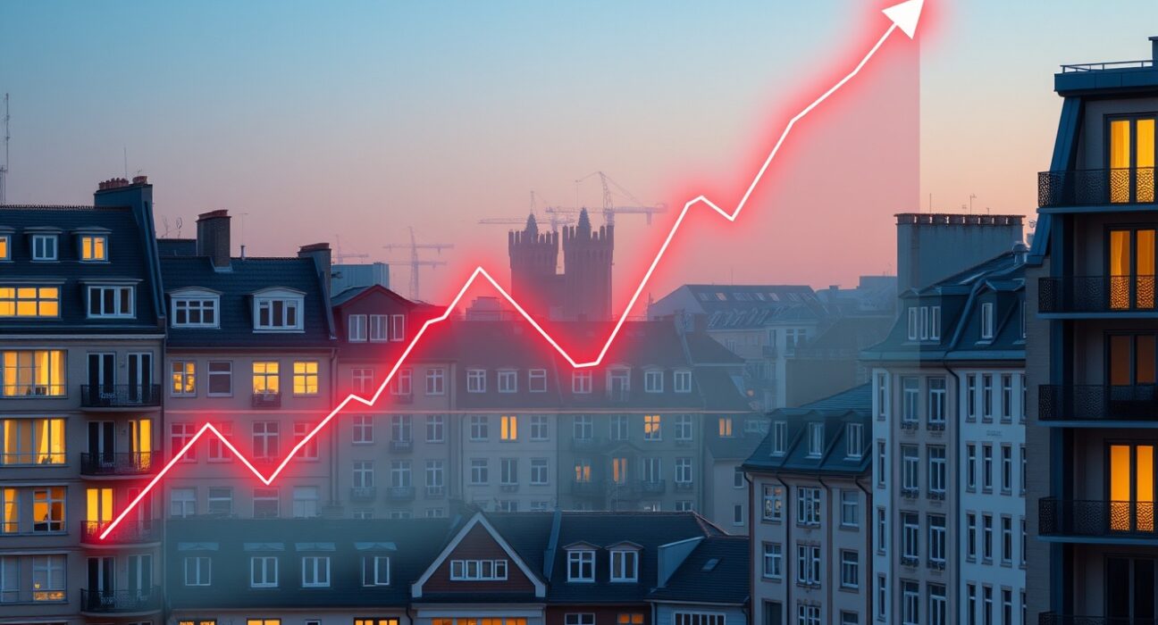 Eurozone inflation analysis showing energy price chart over European cityscape illustrating economic impact