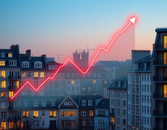 Eurozone inflation analysis showing energy price chart over European cityscape illustrating economic impact
