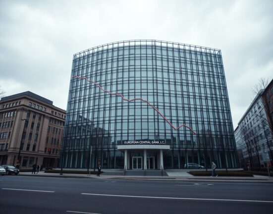 European Central Bank headquarters on a cloudy day, reflecting market uncertainty.