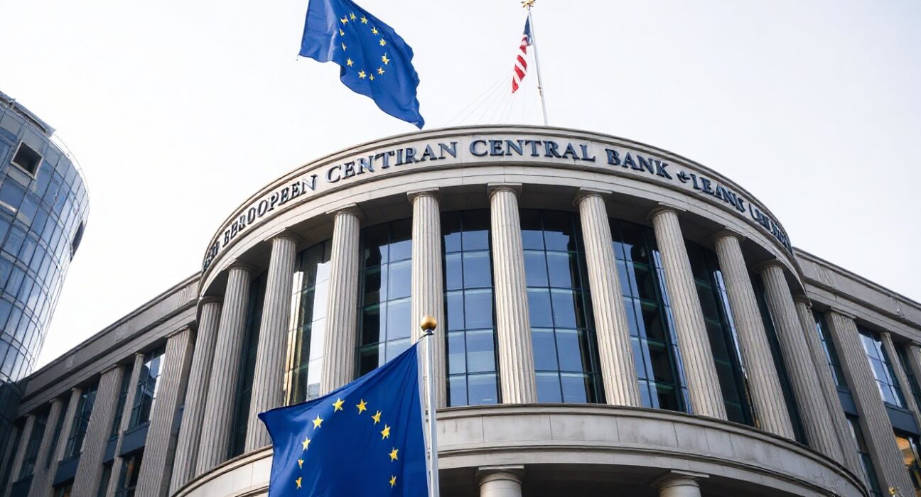 European Central Bank headquarters in Frankfurt, representing Eurozone economic data