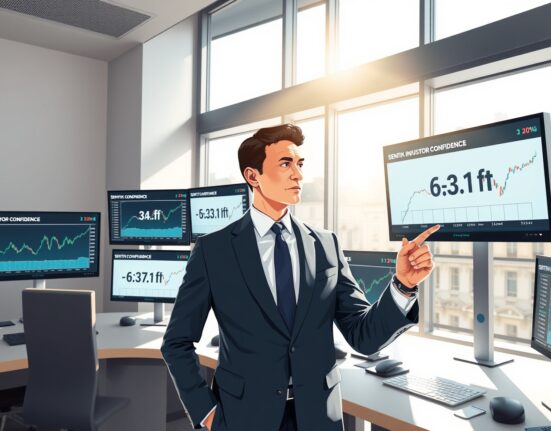 Financial analyst examines Eurozone Sentix Investor Confidence index showing negative -3.1 reading