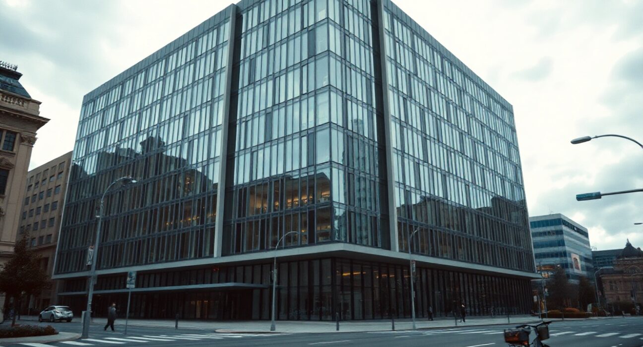 European Central Bank headquarters in Frankfurt on a cloudy day, representing Eurozone monetary policy.