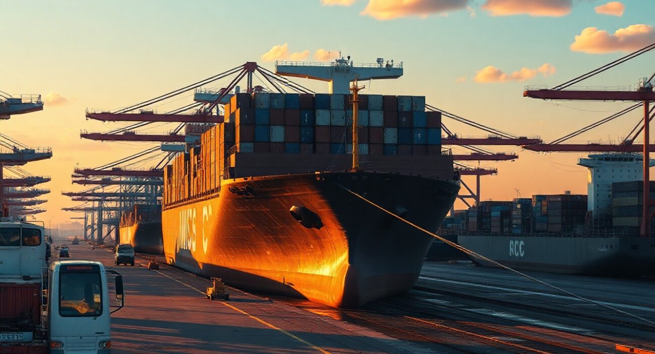 Container ships at the Port of Rotterdam symbolizing Eurozone trade activity in June