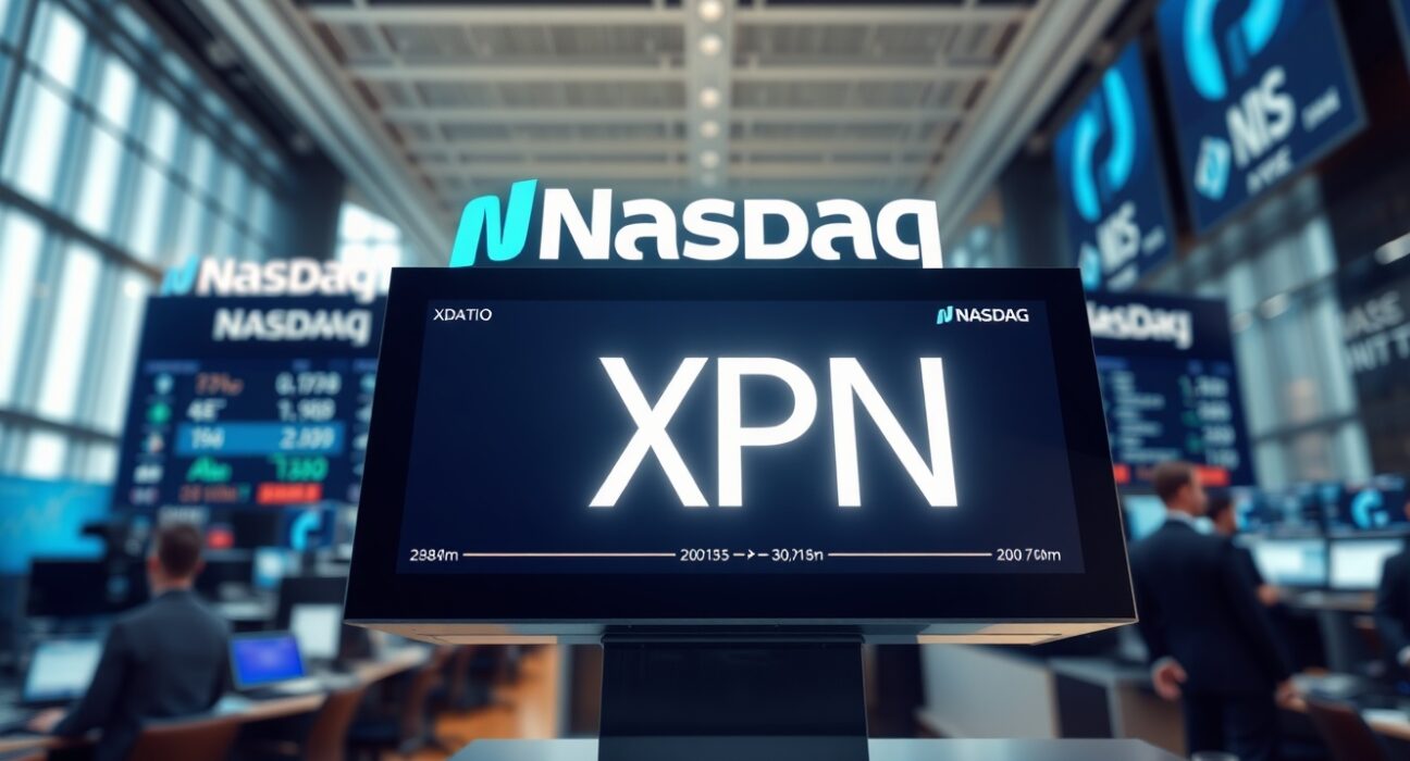Nasdaq stock market display showing XRPN ticker symbol for Evernorth Holdings Ripple investment firm listing.