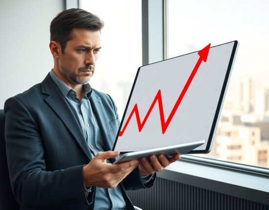 Financial analyst reviews Evernorth Holdings' significant XRP loss on a market data tablet.
