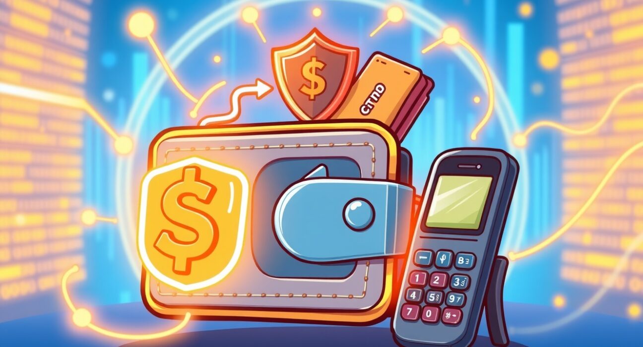 A vibrant cartoon illustration symbolizing the new Exodus dollar-pegged stablecoin enabling secure self-custody payments.