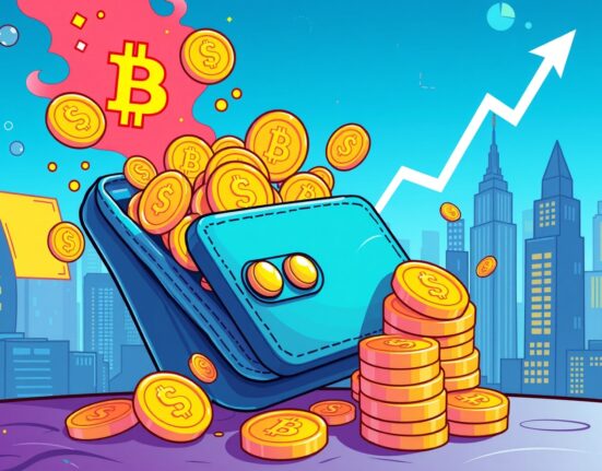 Exodus Q3 revenue growth shown through vibrant cryptocurrency wallet illustration with rising value indicators