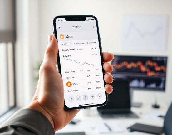 Smartphone displaying a crypto wallet dashboard with declining Bitcoin, Ethereum, and Solana balances.