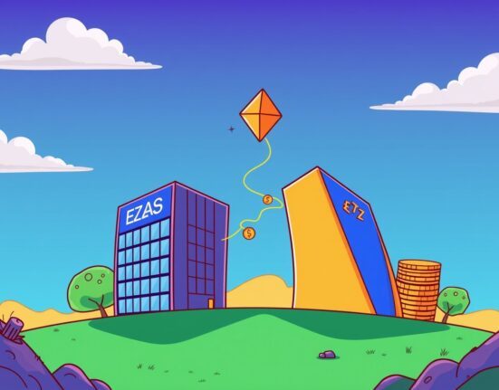 A cartoon showing EZ Labs increasing its investment in Ethena Labs, symbolizing growth and a strategic partnership for USDe.