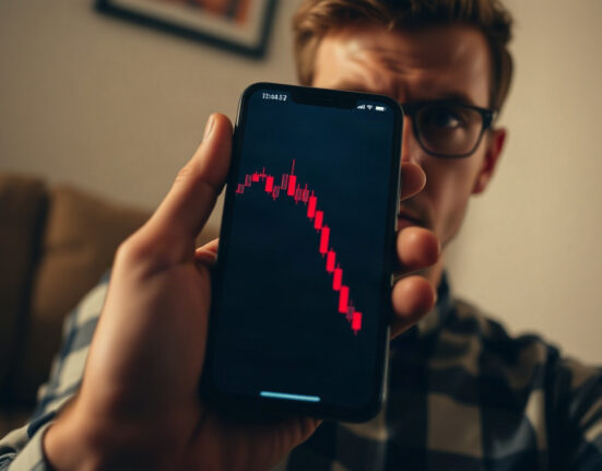 Smartphone showing a declining crypto chart with FABLE meme coin crash