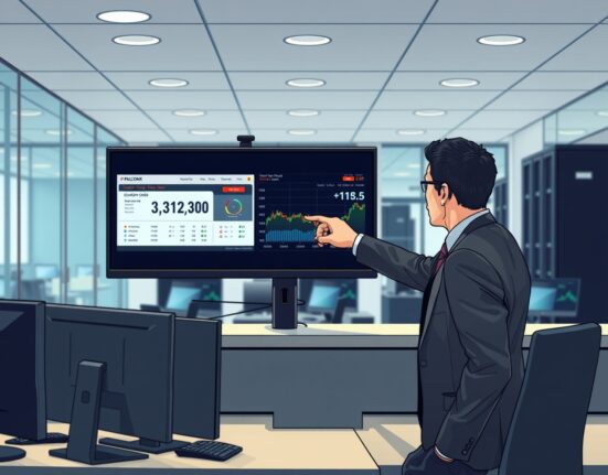 Institutional prediction market services displayed on a trading desk monitor, representing the FalconX Kalshi partnership for event-based markets.