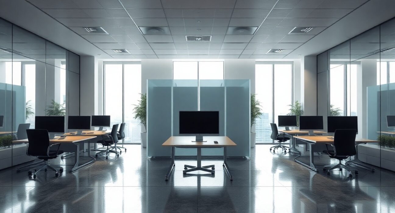 Empty office space at FalconX after layoffs
