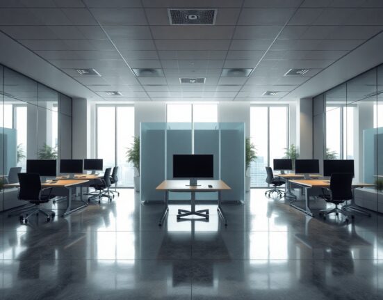 Empty office space at FalconX after layoffs