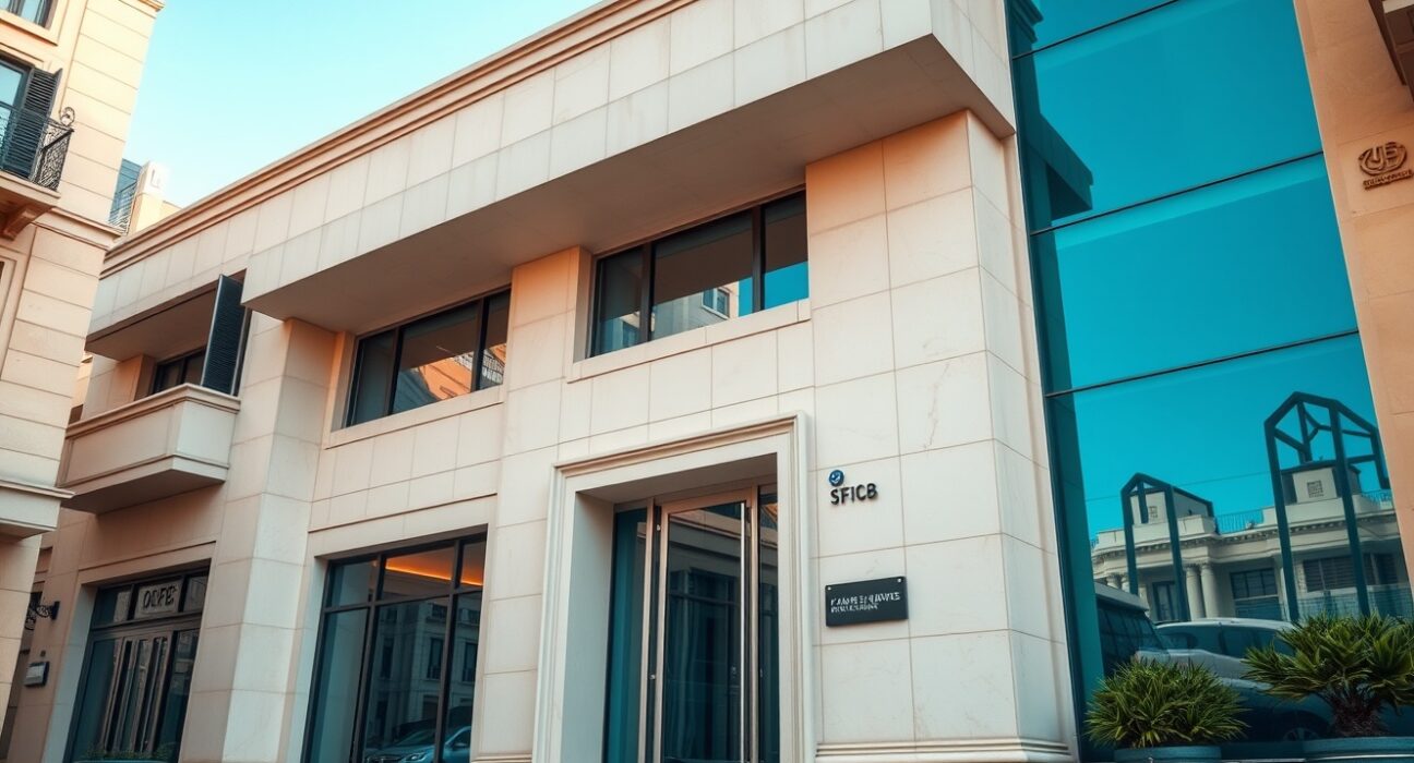 Modern office building in Malta representing financial regulation and crypto licensing
