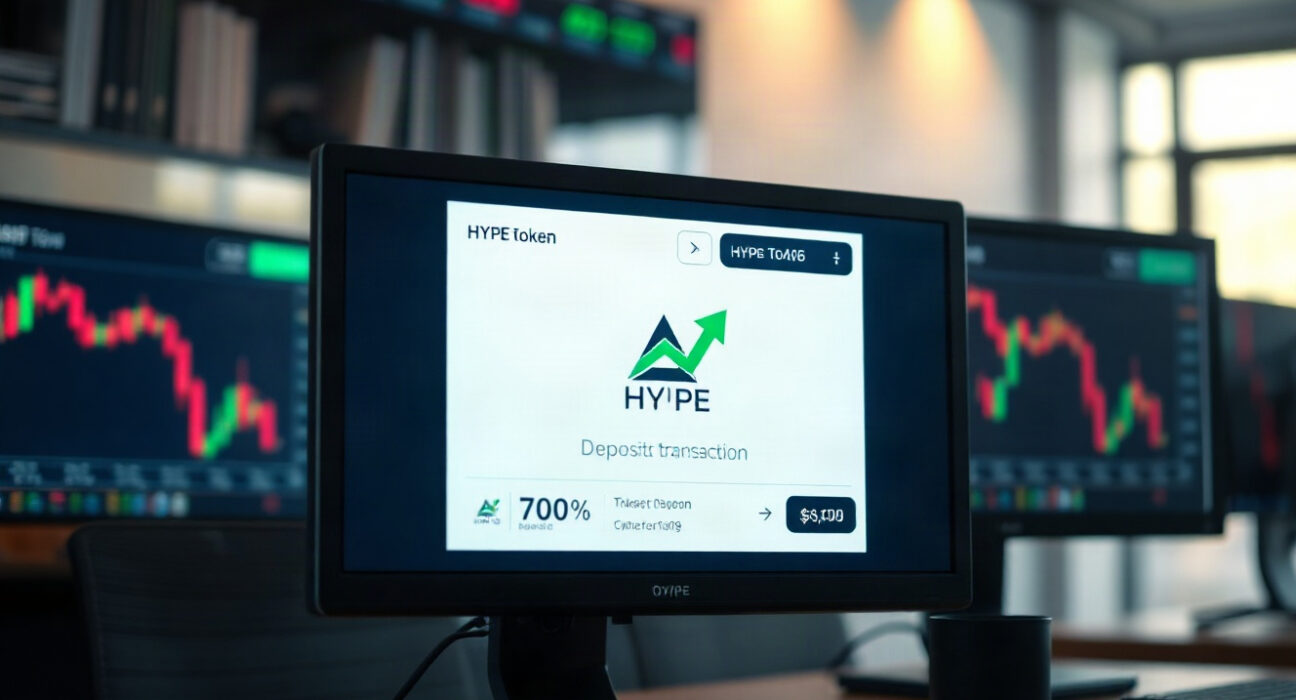 FalconX deposit of HYPE to Gate exchange shown on a trading screen